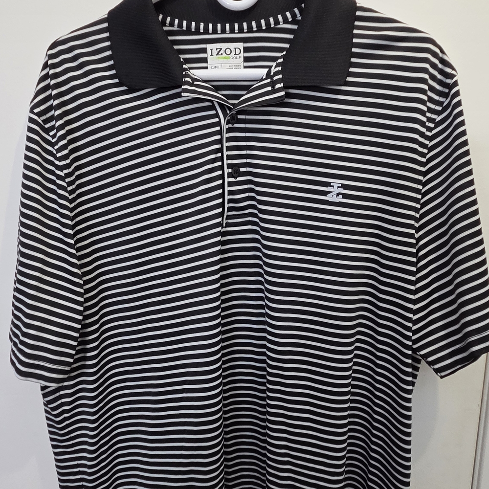 IZOD Black & White Striped Polo